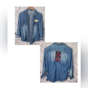 Route 66 Upcycled Redone Patched Buttoned Down Shirt